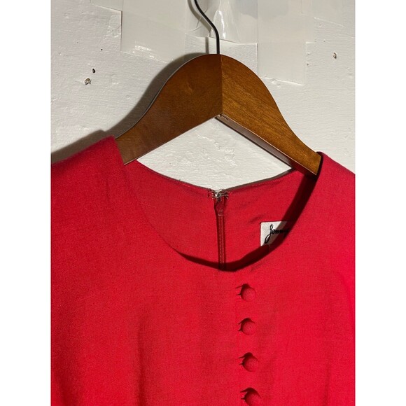 Vintage Jennifer Eden Red Sleeveless Maxi Dress Faux Button Slit High Neck 90s - Picture 6 of 16